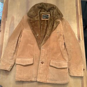 Vintage Sears Brown Shearling Leather Jacket Size 42